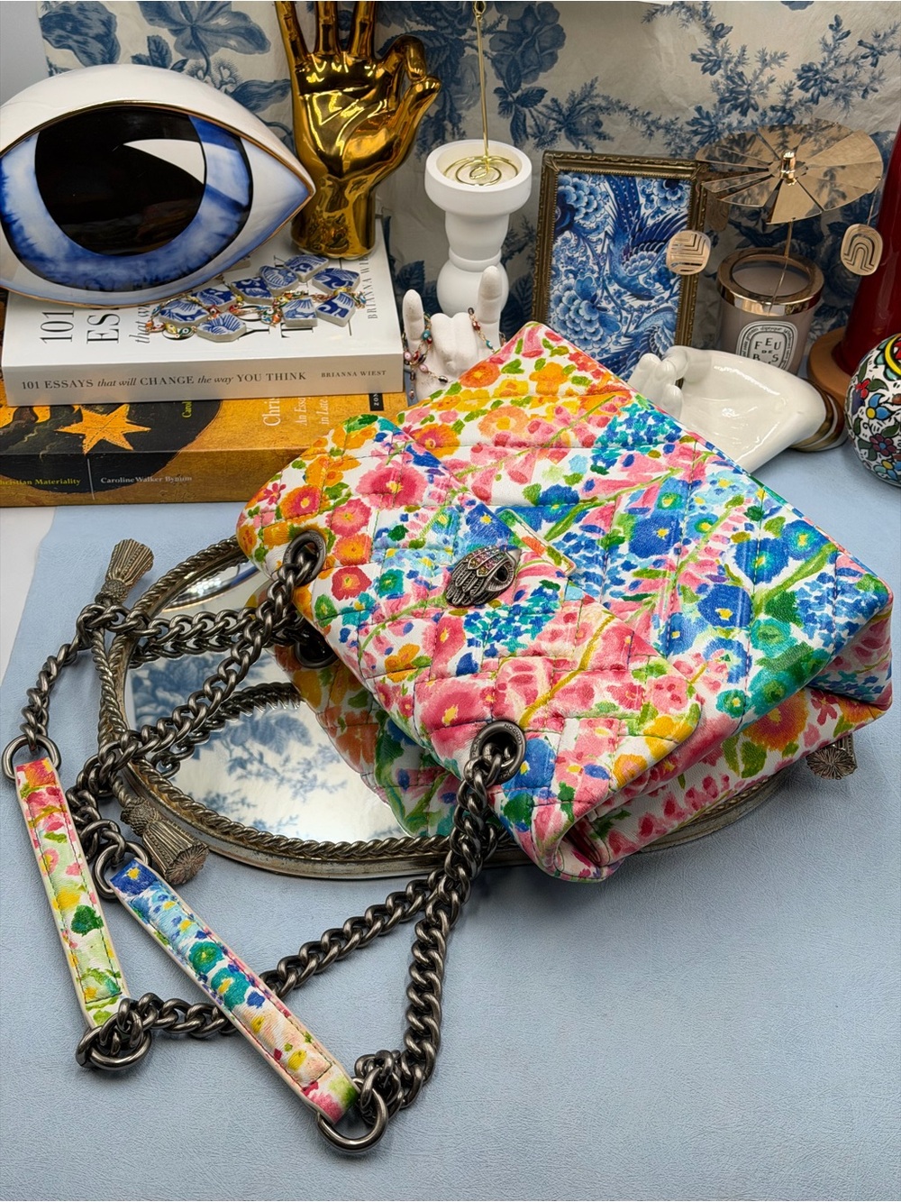 🆕 KURT GEIGER LONDON 🧿 NWOT Floral Couture Kensington Bag, Bright Floral Print - Picture 10 of 16